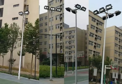 東莞七度照明戶外籃球場照明燈具LED投光燈+立桿實(shí)景圖片