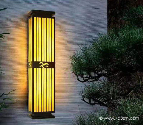 (QDQBD-YS021)別墅室外大門(mén)兩側(cè)簡(jiǎn)約中式墻壁燈安裝亮燈實(shí)拍1